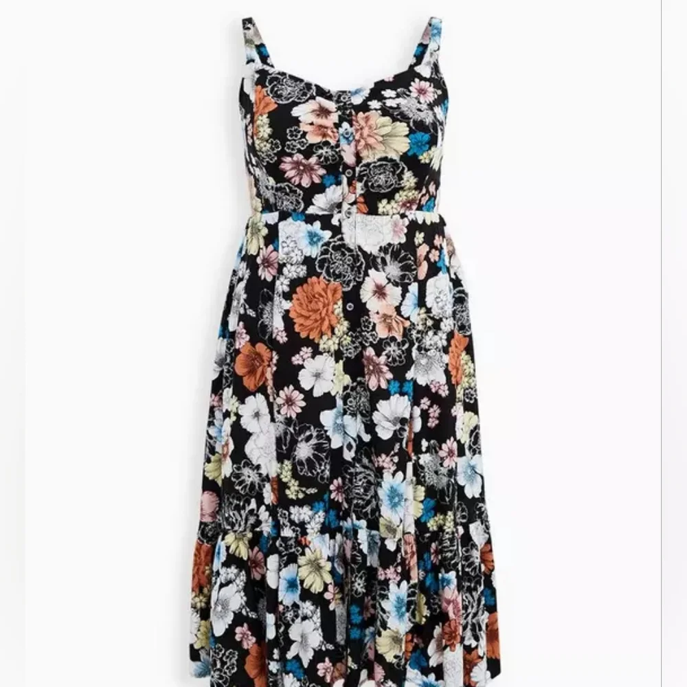 Torrid Midi Challis Button-Front Skater Dress - Picture 2 of 12